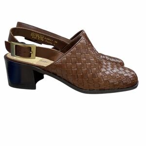 Hunt Club Audrey Brown Woven Leather Slingback Heels